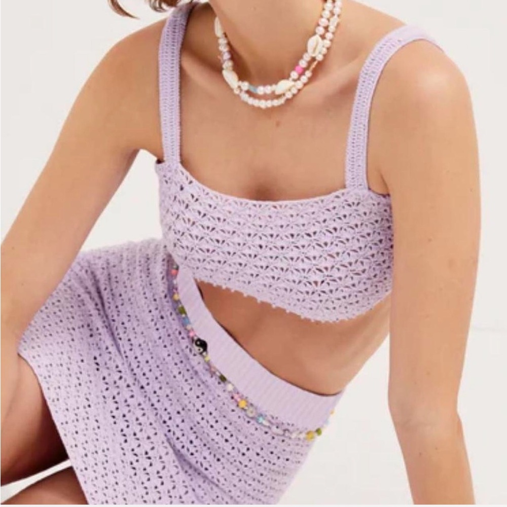 NWT For Love And Lemons Lilac Crochet Top size XS and L avail